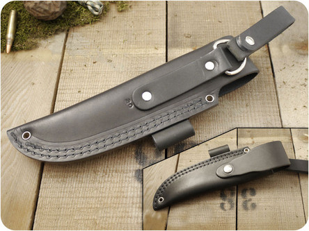 Battle Horse Knives #20 Pouch Style Dangler Sheath, Top Flap w/ Firesteel Loop, Black - Right Hand