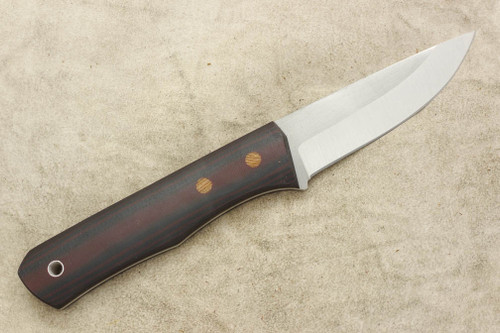 Cumming Bladeworks - Bushmaster - Black and Brown Canvas Micarta - Solid Micarta Pins - AEB-L Steel