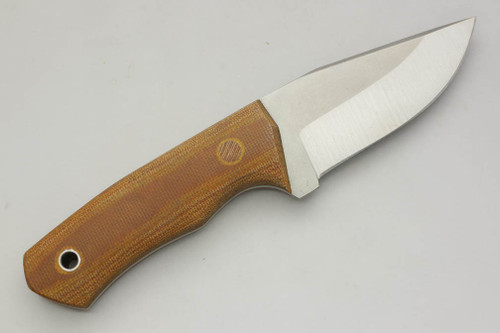 Cumming Bladeworks, Dylan Fletcher Design - Palm Tac - Natural Canvas Micarta - AEB-L Steel Cumming Bladeworks, Dylan Fletcher Design - Palm Tac - Natural Canvas Micarta - AEB-L Steel