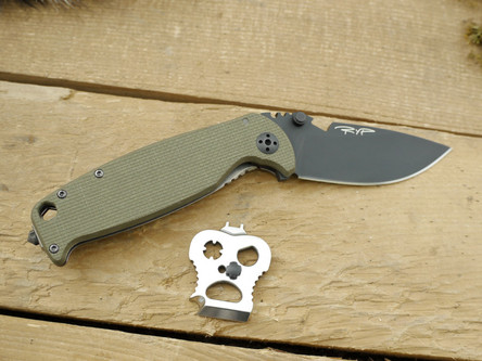DPx Gear: HEST Folder 2.0 OD Left Hand, Folding Knife with Olive Drab G10 & Titanium Handle