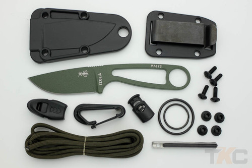 ESEE Izula-OD-Kit, Fixed Blade Neck Knife with Survival Kit - Olive Drab (OD) Green ESEE Izula-OD-Kit, Fixed Blade Neck Knife with Survival Kit - Olive Drab (OD) Green