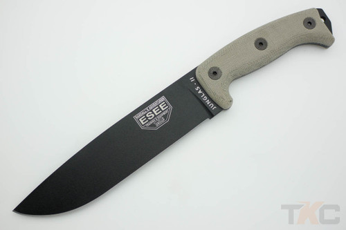 ESEE JUNGLAS-II - 1095 Steel - Black Plain Edge  - Green Canvas Micarta Handle Scales ESEE JUNGLAS-II - 1095 Steel - Black Plain Edge  - Green Canvas Micarta Handle Scales
