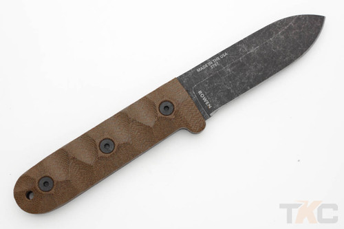 ESEE ROLLINS PR4 - 1095 Carbon Steel - Tumbled Black Oxide Finish - Sculptured Micarta Handle Scales ESEE ROLLINS PR4 - 1095 Carbon Steel - Tumbled Black Oxide Finish - Sculptured Micarta Handle Scales