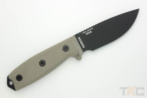 ESEE-3MIL-P-B (Glass Breaker, MOLLE Back) Black Plain Edge Blade w/ Green Canvas Micarta Handle, Black Sheath ESEE-3MIL-P-B (Glass Breaker, MOLLE Back) Black Plain Edge Blade w/ Green Canvas Micarta Handle, Black Sheath
