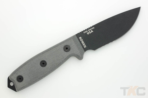 ESEE-3S Knife Only (No Sheath) Black Partially Serrated Blade & Grey Linen Micarta Handle