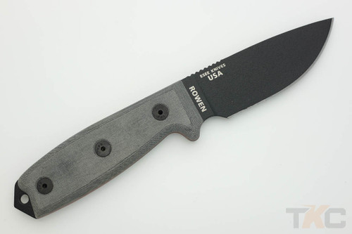 ESEE-3S-MB-B (MOLLE Back) Black Partially Serrated Blade w/ Grey Linen Micarta Handle, Black Sheath ESEE-3S-MB-B (MOLLE Back) Black Partially Serrated Blade w/ Grey Linen Micarta Handle, Black Sheath