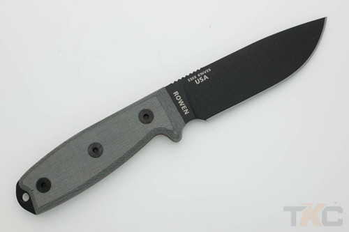 ESEE-4P Knife Only (No Sheath) Black Plain Edge Blade w/ Grey Linen Micarta Handle