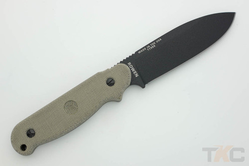 ESEE-LS-P-E, Laser Strike Black Plain Edge Blade & Green Canvas Micarta Handle, Black Kydex Sheath, Fire Starter ESEE-LS-P-E, Laser Strike Black Plain Edge Blade & Green Canvas Micarta Handle, Black Kydex Sheath, Fire Starter