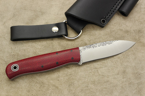Fiddleback Forge, Andy Roy - Arete - Ruby Burlap - Tapered Tang - Black and White Liners - 12