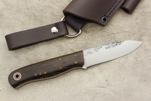 Fiddleback Forge, Andy Roy - Arete - Wenge - Flat Tang - Natural and White Liners - 11