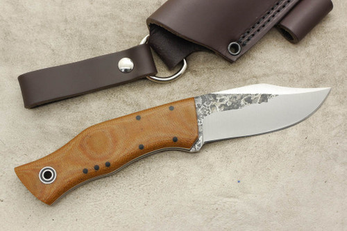 Fiddleback Forge, Andy Roy - Bullfrog Bowie - Natural Canvas Micarta - Black and White Liners - Tapered Tang - 1 Fiddleback Forge, Andy Roy - Bullfrog Bowie - Natural Canvas Micarta - Black and White Liners - Tapered Tang - 1