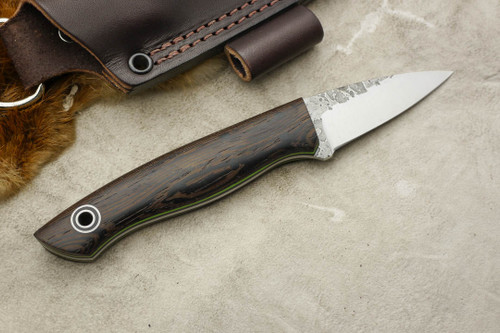 Fiddleback Forge, Andy Roy - Bushcraft Karda - Black Palm - Flat Tang - Black & Lime Green Liners - 1