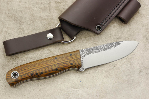 Fiddleback Forge, Andy Roy - Bushcrafter - Bocote - Flat Tang - Black and White Liners - 15 Fiddleback Forge, Andy Roy - Bushcrafter - Bocote - Flat Tang - Black and White Liners - 15