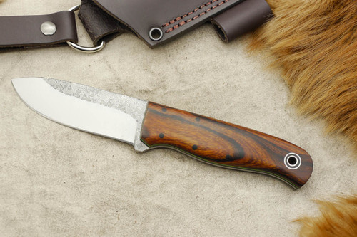 Fiddleback Forge, Andy Roy - Bushcrafter - Desert Ironwood - Tapered Tang - Black & Lime Green Liners - 13