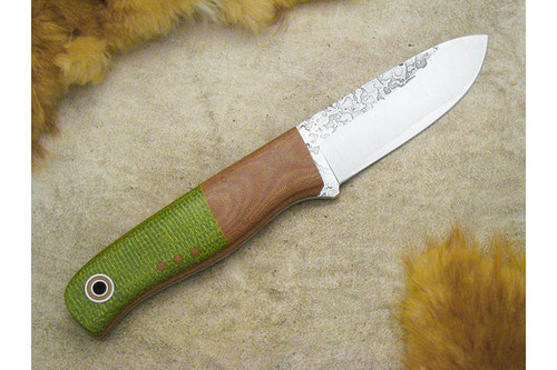 Fiddleback Forge, Andy Roy - Bushcrafter - Natural Micarta and Emerald Burlap - Tapered Tang - Thick Natural Liners Liners - 17 Fiddleback Forge, Andy Roy - Bushcrafter - Natural Micarta and Emerald Burlap - Tapered Tang - Thick Natural Liners Liners - 17
