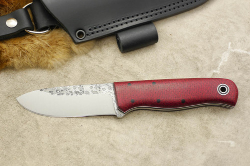 Fiddleback Forge, Andy Roy - Bushcrafter - Ruby Burlap - Tapered Tang - Black & White Liners - 14