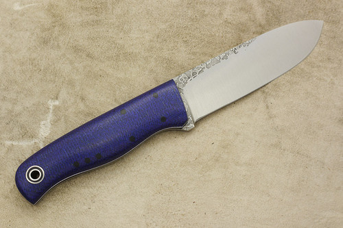 Fiddleback Forge, Andy Roy - Bushcrafter Sr. - Navy Burlap - Tapered Tang - Black and White Liners - 2