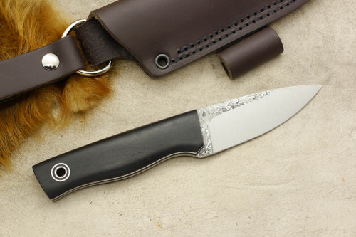 Fiddleback Forge, Andy Roy - Bushnub - Blackwood - Tapered Tang - Black and White Liners - 9