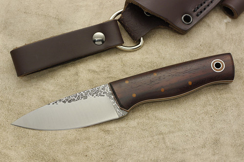 Fiddleback Forge, Andy Roy - Bushnub - Rosewood - Flat Tang - Natural & White Liners - 8