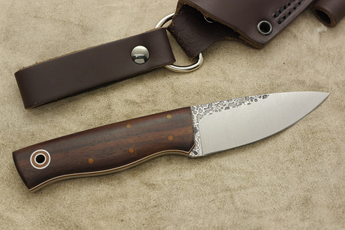 Fiddleback Forge, Andy Roy - Bushnub - Rosewood - Flat Tang - Natural & White Liners - 8 Fiddleback Forge, Andy Roy - Bushnub - Rosewood - Flat Tang - Natural & White Liners - 8