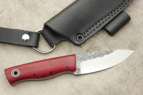 Fiddleback Forge, Andy Roy - Bushnub - Ruby Burlap - Flat Tang - Black & White Liners - 6