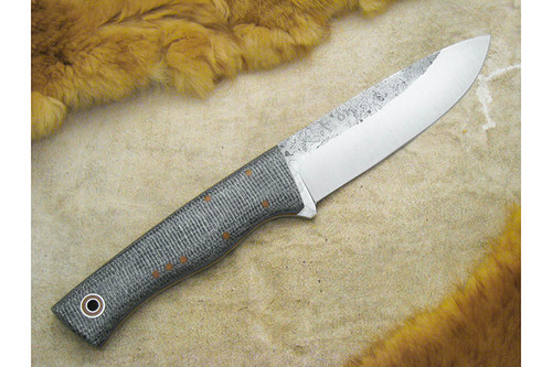 Fiddleback Forge, Andy Roy - Duke - Oreo Burlap - Tapered Tang - Natural and Blue Liners - 5