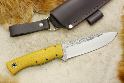 Fiddleback Forge, Andy Roy - Duke - Philellow Burlap - Tapered Tang - Black & Lime Green Liners - 2