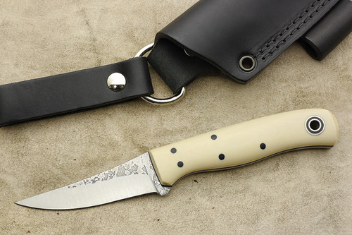 Fiddleback Forge, Andy Roy - F2 - Ivory Micarta - Flat Tang - Black & White Liners - 3
