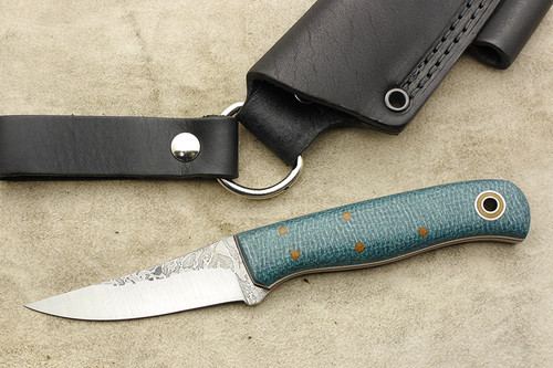 Fiddleback Forge, Andy Roy - F2 - Sapphire Burlap - Flat Tang - Natural & White Liners - 2