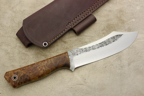 Fiddleback Forge, Andy Roy - Forager - Maple Burl - Tapered Tang - Natural & Lime Green Liners - 1