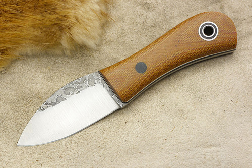 Fiddleback Forge, Andy Roy - Gnome - Natural Canvas Micarta - Flat Tang - Black and White Liners - 1