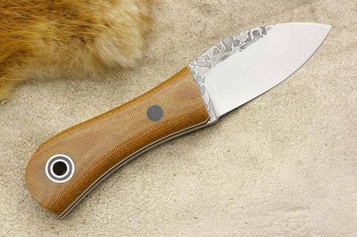 Fiddleback Forge, Andy Roy - Gnome - Natural Canvas Micarta - Flat Tang - Black and White Liners - 1