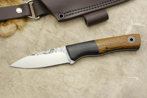 Fiddleback Forge, Andy Roy - Kephart - Bocote & Black Canvas Micarta - Tapered Tang - Thick Black Liners - 36