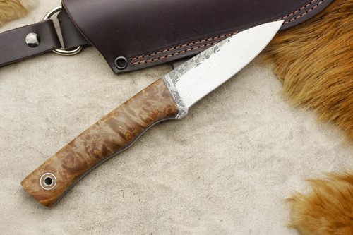 Fiddleback Forge, Andy Roy - Kephart - Maple Burl - Tapered Tang - Natural & Blue Liners - 34