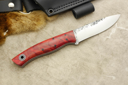 Fiddleback Forge, Andy Roy - Ladyfinger - Dyed Curly Maple - Flat Tang - Black & White Liners - 8