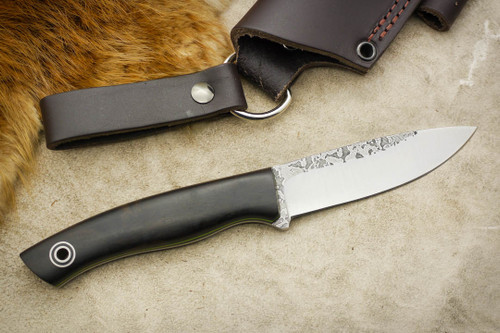 Fiddleback Forge, Andy Roy - Ladyfinger - Rosewood - Flat Tang - Black & Lime Green Liners - 8