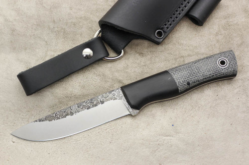 Fiddleback Forge, Andy Roy - Leuku - Oreo Burlap and Black Canvas Micarta - Tapered Tang - 1