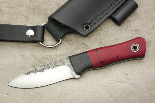Fiddleback Forge, Andy Roy - Monarch - Black Canvas & Ruby Burlap - Flat Tang - 6