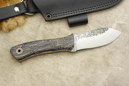 Fiddleback Forge, Andy Roy - Nessmuk - Blueberry Burlap - Tapered Tang - Natural & White Liners - 9 Fiddleback Forge, Andy Roy - Nessmuk - Blueberry Burlap - Tapered Tang - Natural & White Liners - 9