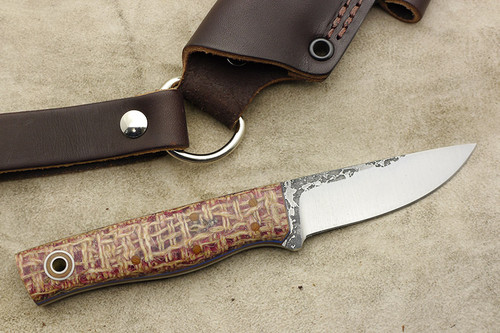 Fiddleback Forge, Andy Roy - Patch - PIB Burlap - Flat Tang - Natural & Blue Liners - 10