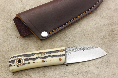 Fiddleback Forge, Andy Roy - Pygmy - Stag Jigged Bone - Flat Tang - 1