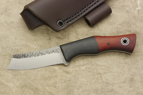Fiddleback Forge, Andy Roy - Rebel - Bloodwood and Black Canvas Micarta - Flat Tang - Thick Black Liners - 3
