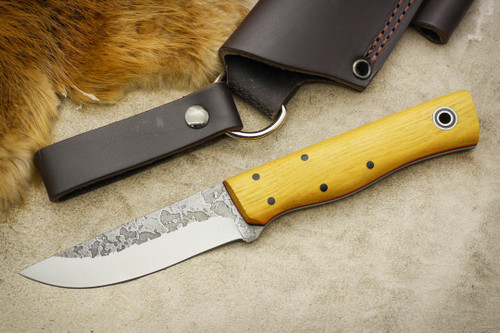 Fiddleback Forge, Andy Roy - Recluse - Osage Orange - Flat Tang - Black & Orange Liners - 18