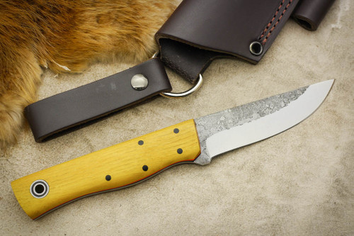 Fiddleback Forge, Andy Roy - Recluse - Osage Orange - Flat Tang - Black & Orange Liners - 18 Fiddleback Forge, Andy Roy - Recluse - Osage Orange - Flat Tang - Black & Orange Liners - 18