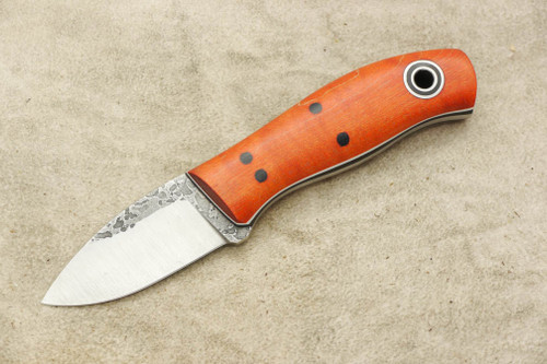 Fiddleback Forge, Andy Roy - Runt - Dyed Curly Maple Handle - Flat Tang - Black and White Liners - 14