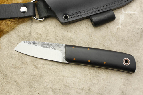 Fiddleback Forge, Andy Roy - Shaman - Black Canvas Micarta - Flat Tang - 1