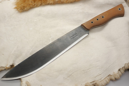 Fiddleback Forge, Andy Roy 12" Machete - Natural Canvas Micarta - Leather Sheath