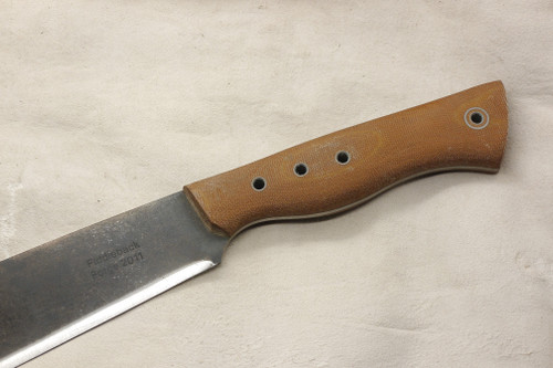Fiddleback Forge, Andy Roy 12" Machete - Natural Canvas Micarta - Leather Sheath