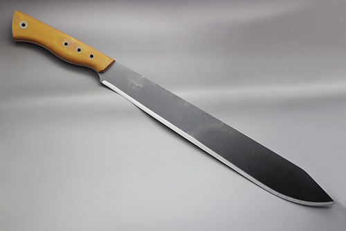 Fiddleback Forge, Andy Roy 16" Machete - Natural Canvas Micarta - Leather Sheath