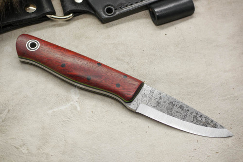 Fiddleback Forge, Andy Roy Custom Handyman Fixed Blade (Flat Tang) Knife w/ Bloodwood Handle & Thick Black & Thin Lime Green Liners - 3 Fiddleback Forge, Andy Roy Custom Handyman Fixed Blade (Flat Tang) Knife w/ Bloodwood Handle & Thick Black & Thin Lime Green Liners - 3